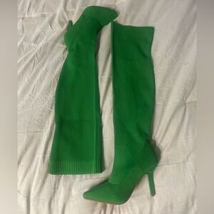 Vibrant Green Over-the-Knee stilleto Boots size 8